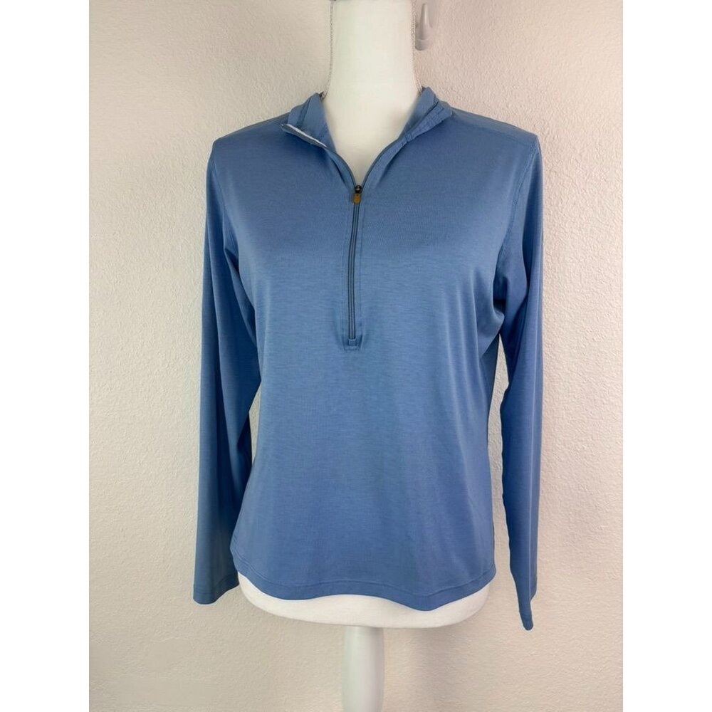 REI women's large blue long‎ sleeve 1/4 zip lightweight pullover top hiking